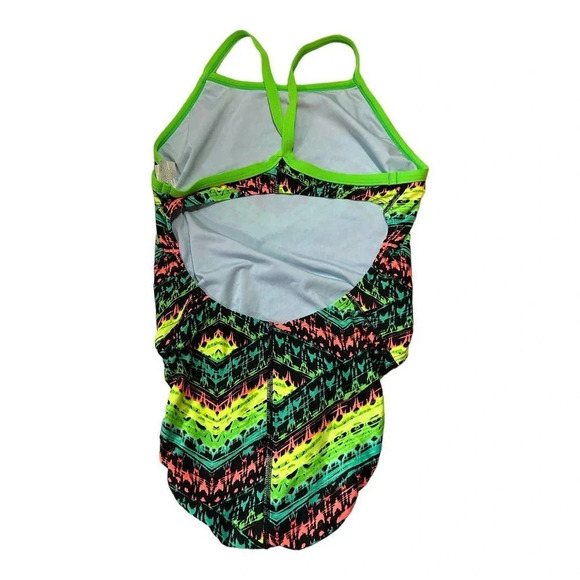NIKE Women's Electric Green Poly Performance Tribal Swimsuit Size 8 - Picture 4 of 7